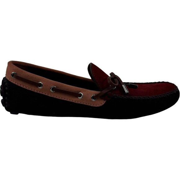 NWOB Louis Vuitton Red & Brown Suede w/ Leather Bow Loafer Shoes Size 7.5 - Picture 8 of 12